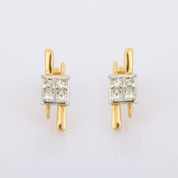 1.25ct Drop Earrings Princess Cut Diamond Stylish Design 14k Yellow Gold Finish