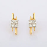 1.25ct Drop Earrings Princess Cut Diamond Stylish Design 14k Yellow Gold Finish