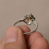 1.2ct Round Yellow Citrine Engagement Ring 14k White Gold Finish Halo Solitaire