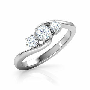 1.5Ct Round Cut VVS1/D Diamond Three Stone Engagement Ring 14K White Gold Finish