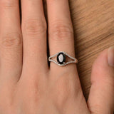 2.2ct Engagement Ring Oval Cut Black Diamond Split Shank 14k White Gold Finish