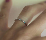 0.5ct Round Cut Blue Aquamarine Wedding Band 14k White Gold Finish Flush Set