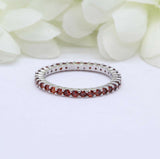 2ct Round Cut Red Garnet Wedding Band Full Eternity Stackable 14k WhiteGold Over