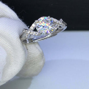 2.1ct Round Cut Diamond Engagement Ring Split Shank Band 14k White Gold Finish