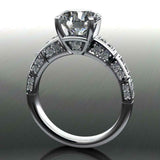 Solitaire with Round Accent Engagement Ring 2ct Round Diamond 14k WhiteGold Over