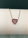 1.2ct Round Cut Pink Ruby Pendant Heart Love Valentine Gift 14k Rose Gold Finish