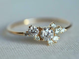 1ct Round Cut Diamond Cluster Minimalist Engagement Ring 14k Yellow Gold Finish