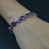 10ct Oval Cut Purple Amethyst Elegant Tennis Bracelet 14k White Gold Finish