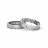 0.5ct Wedding Ring Band Round Cut Diamond Textured 14k White Gold Finish