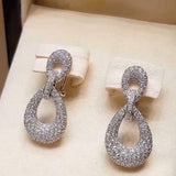 6Ct Round Cut Diamond Cluster Party Water Drop Earrings 14K White Gold Finish