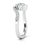 1ct Round Cut Diamond Unique Twisted Swirl Engagement Ring 14k White Gold Finish