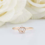 0.35ct Round Cut Diamond Engagement Ring Minimalist Crown 14k Rose Gold Finish