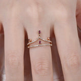 1ct Round Cut Pink Ruby Crown Design Princess Engagement Ring 14k Rose Gold Over