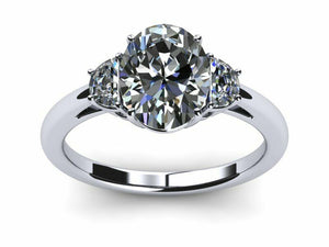 1.6ct Oval Cut VVS1D Diamond Three Stone Engagement Ring 14k White Gold Finish