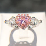 1ct Heart Cut Simulated Pink Sapphire Halo Engagement Ring 14k White Gold Plated