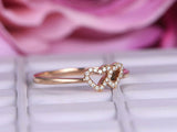 0.5ct Round Cut Diamond Engagement Ring Dual Heart Solitaire 14k Rose Gold Over