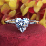 1ct Heart Cut Simulated Diamond Solitaire Engagement Ring 14k White Gold Plated