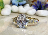 2ct Engagement Ring Oval Cut Diamond Round Accent Design 14k Yellow Gold Finish