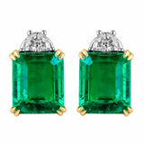 2ct Green Emerald Cut Solitaire Women Stud Earrings 14k White Gold Finish