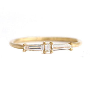 0.25ct Baguette Diamond Engagement Ring 14k Yellow Gold Finish Minimalist Dainty