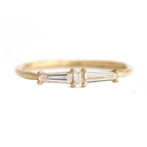 0.25ct Baguette Diamond Engagement Ring 14k Yellow Gold Finish Minimalist Dainty