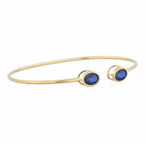 1.2ct Oval Cut Blue Sapphire Open Cuff Women Bracelet 14k Yellow Gold Finish