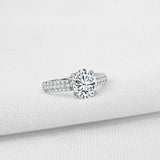 2.5ct Oval Cut Diamond Engagement Ring 3 Row Shank Solitaire 14k White Gold Over