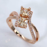 2ct Round Peach Morganite Two Stone Bypass Engagement Ring 14k Rose Gold Finish