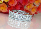 5Ct Round Diamond Three Row Exquisite Eternity Wedding Band 14K White Gold Over