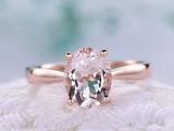 1.3ct Oval Cut Peach Morganite Engagement Ring Solitaire Women 18k RoseGold Over