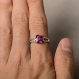 0.6ct Cushion Cut Pink Ruby Engagement Ring 14k WhiteGold Over Solitaire Promise