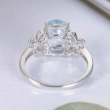 2.5ct Oval Blue Aquamarine Engagement Ring Butterfly Design 18k White Gold Over