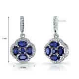 5Ct Oval Cut Blue Sapphire Stylish Diamond Halo Drop Earring 14K White Gold Over