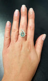 1.35ct Engagement Ring Oval Cut Blue Aquamarine Art Deco 14k White Gold Finish