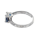 2ct Radiant Diamond Engagement Ring Sapphire Accent Trilogy 14k White Gold Over