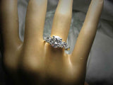 Pear Accent Trilogy Engagement Ring 2.5ct Round Cut Diamond 14k WhiteGold Finish