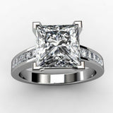 2ct Princess Cut Diamond Pave Style Accent Engagement Ring 14k White Gold Finish