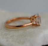 1ct Engagement Ring Oval Cut Diamond Accents Solitaire 14k Rose Gold Finish