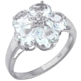 5ct Engagement Ring Heart Cut Blue Aquamarine Floral 14k White Gold Finish