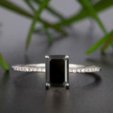 1.2ct Emerald Black Diamond Engagement Ring 14k White Gold Over Accent Solitaire