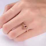 1.5ct Round Cut Pink Ruby Engagement Ring Stylish Halo Beaded 14k Rose Gold Over