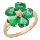 5ct Engagement Ring Heart Cut Green Emerald Floral Women 14k Rose Gold Finish