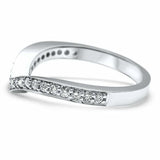 1.5ct Round Cut Diamond Wedding Band V Shaped Petite Curved 14k WhiteGold Finish