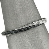 2Ct Round Cut Black Diamond Twisted Wedding Band Ring 14K White Gold Finish