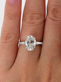 2Ct Oval Cut Diamond Trilogy Engagement Ring 14K White Gold Over Baguette Accent