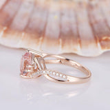 1.5ct Cushion Peach Morganite Twisted Shank Engagement Ring 14k Rose Gold Finish