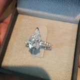 2.3ct Pear Cut Diamond Accents Solitaire Engagement Ring 14k White Gold Finish