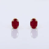 1ct Stud Earrings Oval Cut Pink Ruby Solitaire 14k Yellow Gold Finish