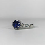 1ct Cushion Blue Sapphire Braided Solitaire Engagement Ring 14k White Gold Over