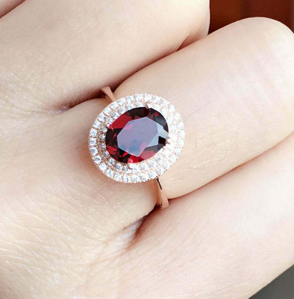 2.5ct Oval Cut Pink Ruby Engagement Ring Dual Halo Solitaire 14k RoseGold Finish